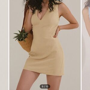 NWT Commense Tan V-Neck Mini Dress